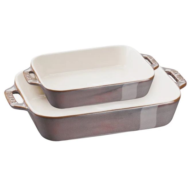 Staub ovenschaal ancient grey set van 2