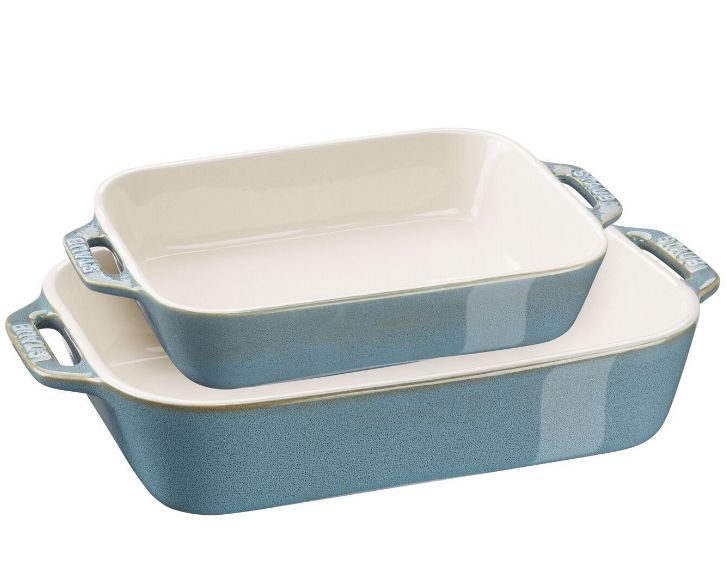 Staub ovenschaal ancient turqoise set van 2