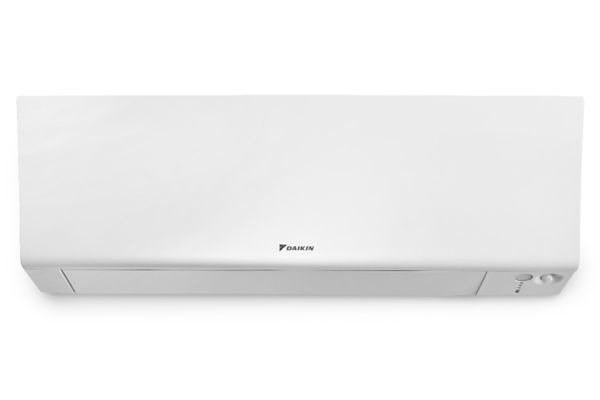 Wandgemonteerde airconditioner met een strak, wit ontwerp.