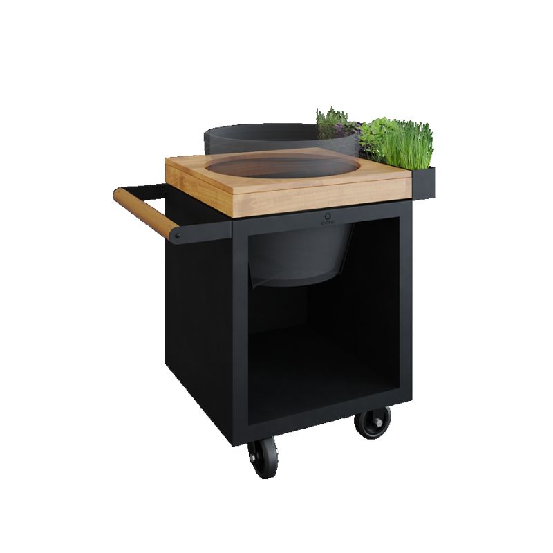 Ofyr buitenkeuken Table Black 65 PRO Teak Hout BGE