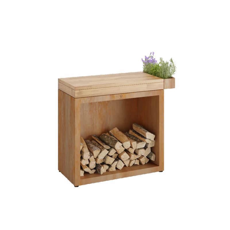 Ofyr Butcher Block Storage 90 Corten Teak Hout