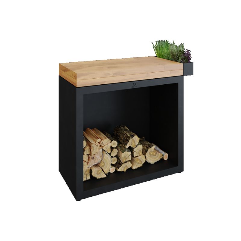 Ofyr Butcher Block Storage 90 Black Teak Hout