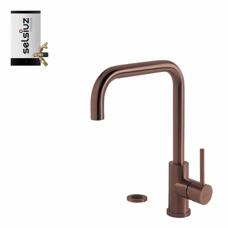 Selsiuz Push 3-in-1 haaks Copper - (Titanium combi extra boiler) kokend water kraan