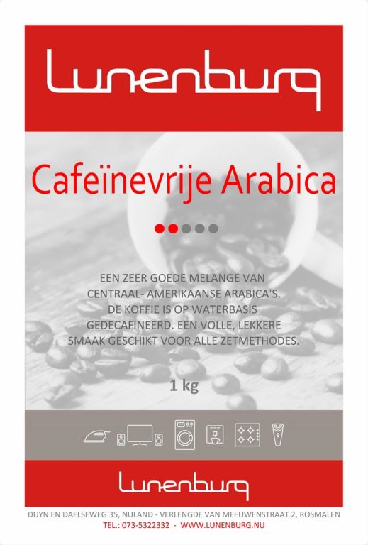 Lunenburg koffiebonen Cafeinevrije Arabica 1 KG