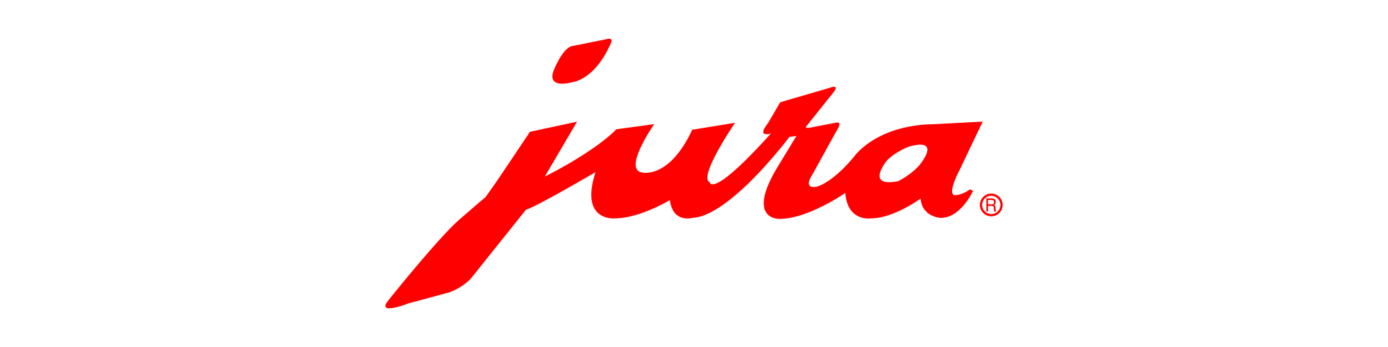 Logo van Jura in rode letters op een witte achtergrond.